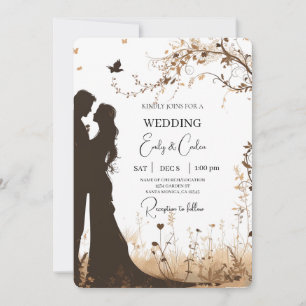 Bröllopsinbjudan till bride och Groom silhouette Inbjudningar