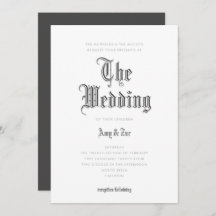 Bröllopsinbjudan till Bröllop Blackletter