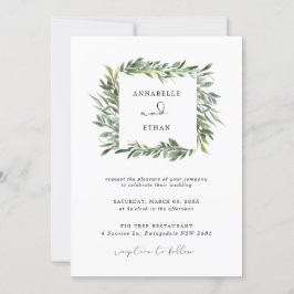 Bröllopsinbjudan till bröllopsmötet i Löv Ram Inbjudningar