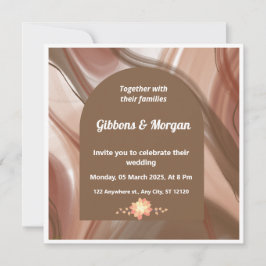 Bröllopsinbjudan till Brun Arch & Abstrakt Swirl-b Inbjudningar