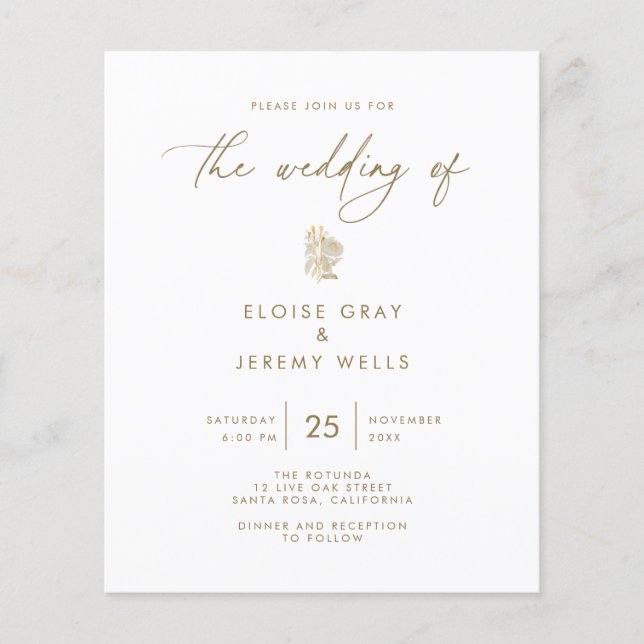 Bröllopsinbjudan till budget | Bella Flyer (Framsidan)