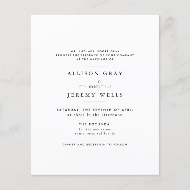 Bröllopsinbjudan till budget flygblad (Framsidan)