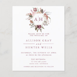 Bröllopsinbjudan till BUDGETEN Dusty Ro Monogram Flygblad