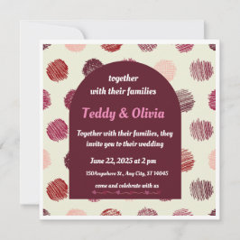 Bröllopsinbjudan till Burgundy Arch & Red Circle W Spara Datumet