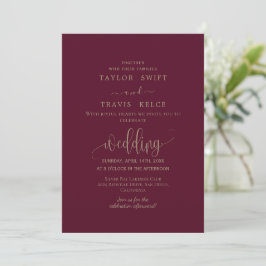 Bröllopsinbjudan till Burgundy Calligraphy Wedding Inbjudningar