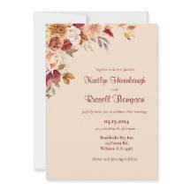 Bröllopsinbjudan till Burgundy och Rosa Fall blomm