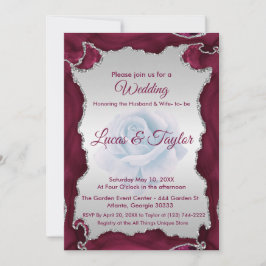 Bröllopsinbjudan till Burgundy och Silver Inbjudningar