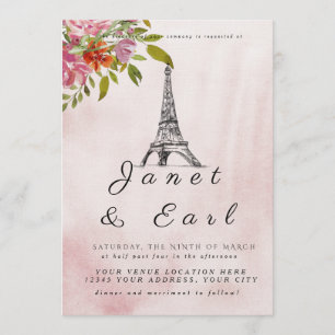Bröllopsinbjudan till Burgundy Parisian Eiffel Tor Inbjudningar