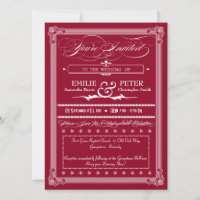 Bröllopsinbjudan till Burgundy & White Poster Stil