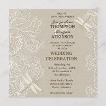 Bröllopsinbjudan till Burlap och Snöre Rustic Wedd