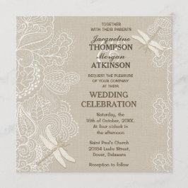 Bröllopsinbjudan till Burlap och Snöre Rustic Wedd Inbjudningar