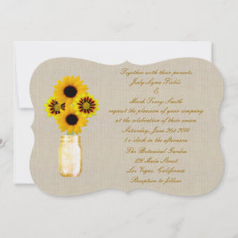 Bröllopsinbjudan till Burlap Rustic Gult Mason Bur Inbjudningar