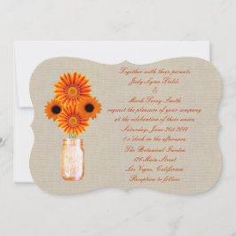Bröllopsinbjudan till Burlap Rustic Orange Mason B Inbjudningar