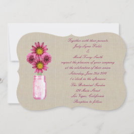 Bröllopsinbjudan till Burlap Rustic Rosa Mason Bur Inbjudningar