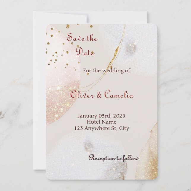 Bröllopsinbjudan till chic White & Guld Marble Wed Inbjudningar (Framsida)