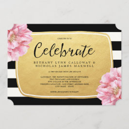 Bröllopsinbjudan till Chicen blommigt/Guld Inbjudningar