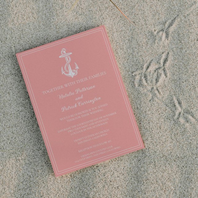 Bröllopsinbjudan till Coral Nautical Anchor Inbjudningar (Coral Nautical Anchor Wedding Invitation)