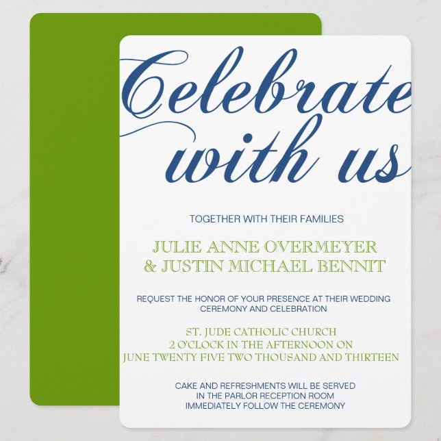 Bröllopsinbjudan till Corrin Calligraphy Inbjudningar (Fram/baksida)