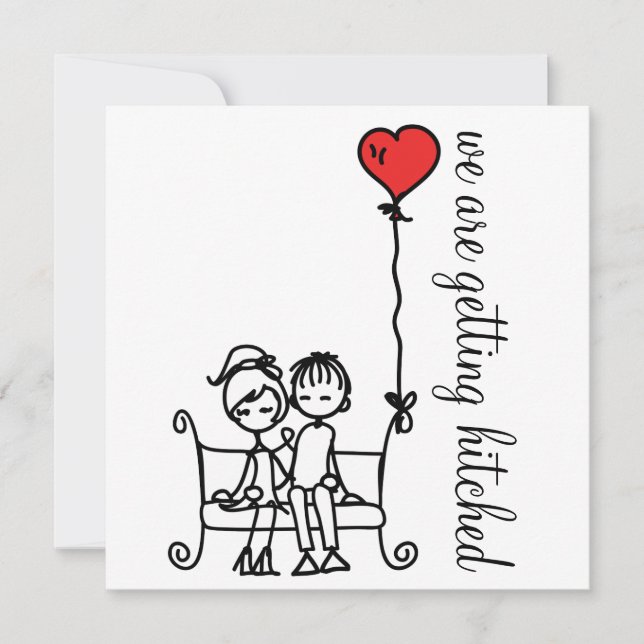 Bröllopsinbjudan till Cute Bride och Groom Doodles Inbjudningar (Framsida)