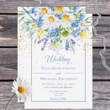Bröllopsinbjudan till daisy och Fält blommor