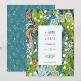 Bröllopsinbjudan till den moderna Blommigten Teal Inbjudningar