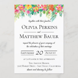 Bröllopsinbjudan till den tropiska Blommigten Inbjudningar