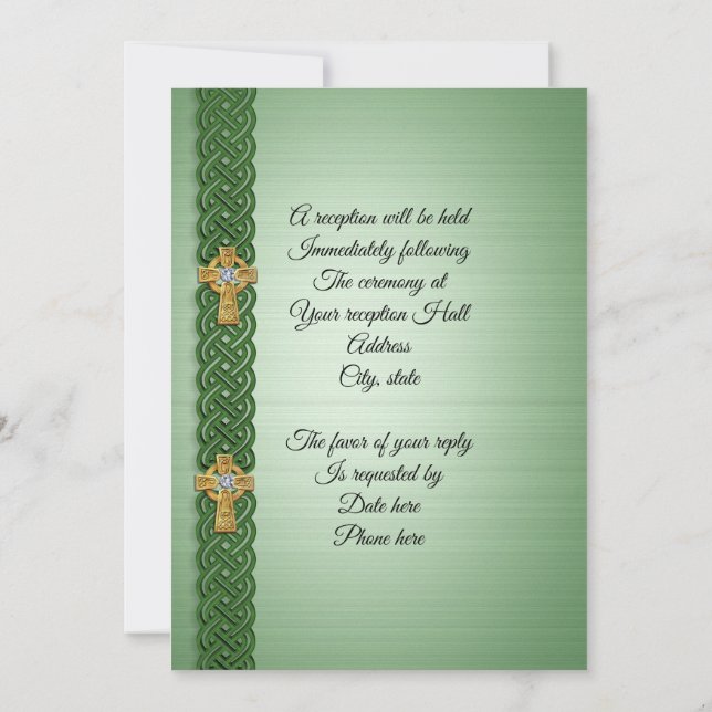Bröllopsinbjudan till det keltiska Kor Irish Inbjudningar (Baksida)