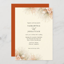 Bröllopsinbjudan till det torkade Handflatan Boho  Inbjudningar