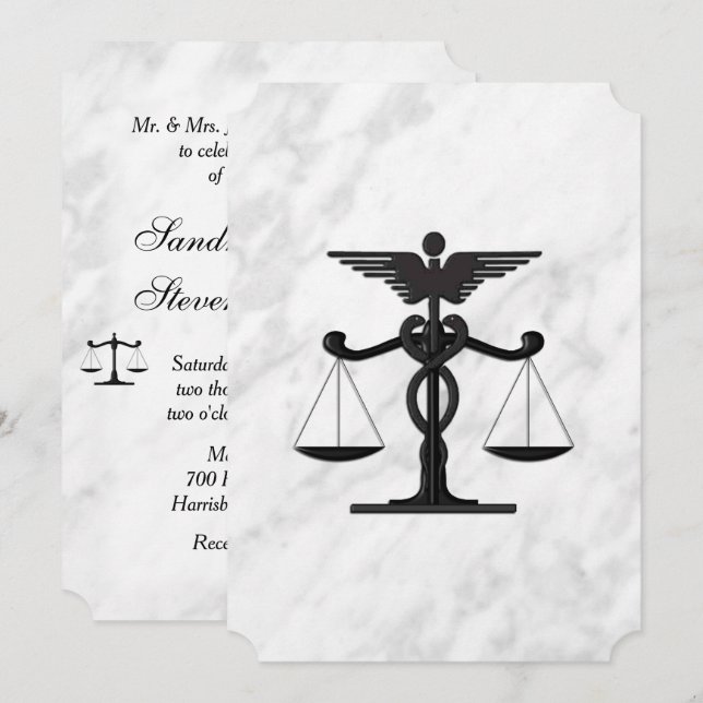 Bröllopsinbjudan till doktor och advokat inbjudningar (Fram/baksida)
