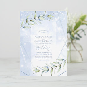 Bröllopsinbjudan till Dusty Blue Eucalyptus Fantas Inbjudningar