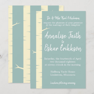 Bröllopsinbjudan till Eggshell Blue Birch Inbjudningar