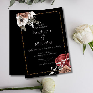 Bröllopsinbjudan till elegant Black Blommigt Inbjudningar