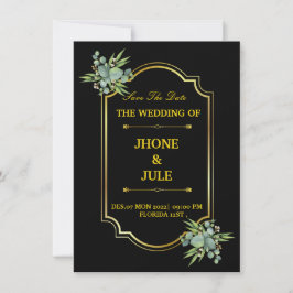 Bröllopsinbjudan till elegant Black Guld Inbjudningar