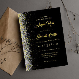 Bröllopsinbjudan till elegant Black och Guld Spara Datumet
