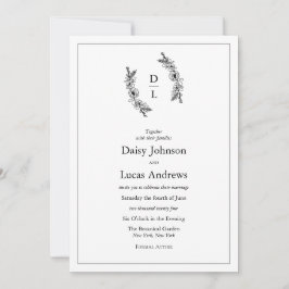 Bröllopsinbjudan till elegant Black & White Monogr Inbjudningar