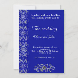 Bröllopsinbjudan till elegant Blue och Silver Blom Inbjudningar
