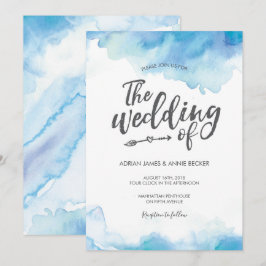 Bröllopsinbjudan till elegant Blue Watercolor Wedd Inbjudningar