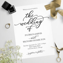 Bröllopsinbjudan till elegant Calligraphy Wedding