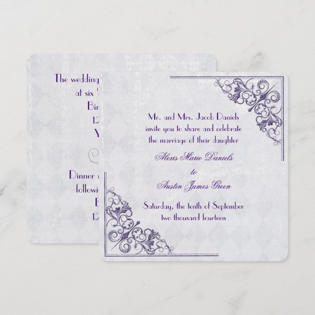 Bröllopsinbjudan till elegant Corner Inbjudningar (Fram/baksida)
