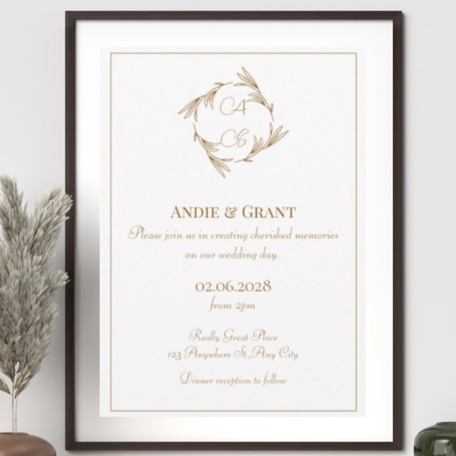 Bröllopsinbjudan till elegant Guld Monogram Inbjudningar (Skapare uppladdad)