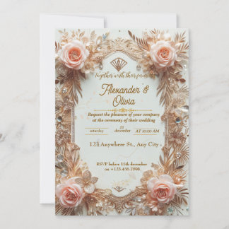 Bröllopsinbjudan till Elegant Ro med Blommigt Inbjudningar
