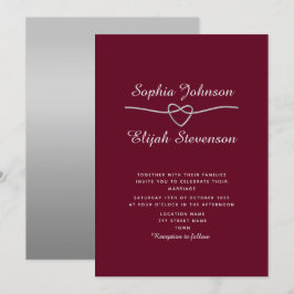 Bröllopsinbjudan till elegant Silver Burgundy-bröl Inbjudningar