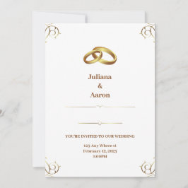 Bröllopsinbjudan till elegant White Guld Inbjudningar