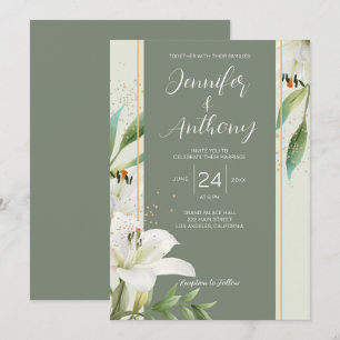 Bröllopsinbjudan till elegant White Lilies Inbjudningar