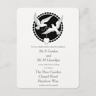 Bröllopsinbjudan till Eleganten Kärlek Doves  Lesb Inbjudningar