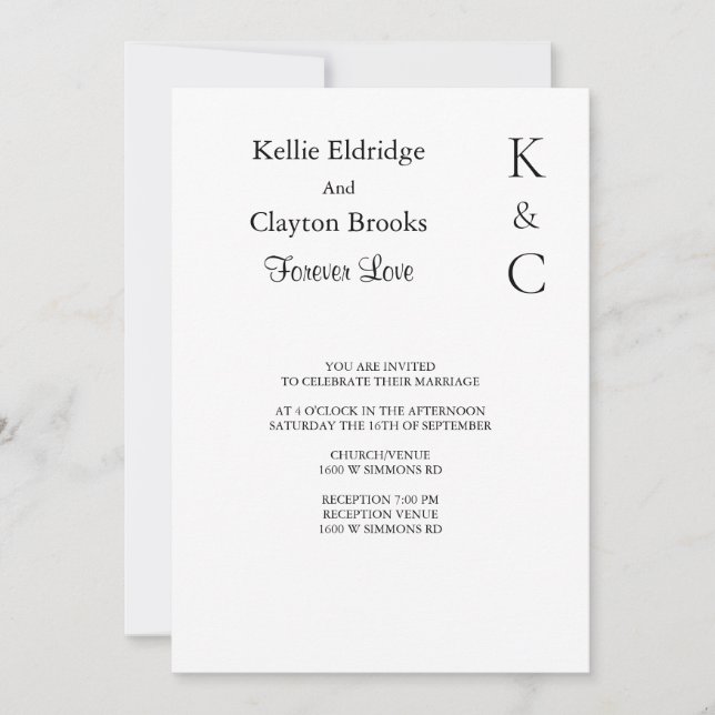Bröllopsinbjudan till forever love inbjudningar (Framsida)
