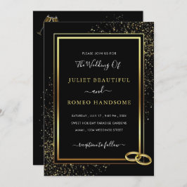 Bröllopsinbjudan till Glitter i Black Guld-format