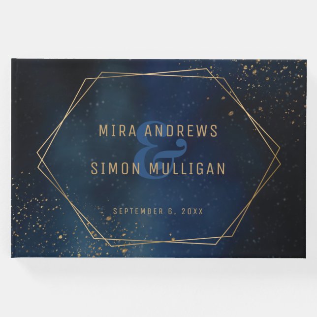 Bröllopsinbjudan till Golden Galaxy Gästböcker (Framsida)