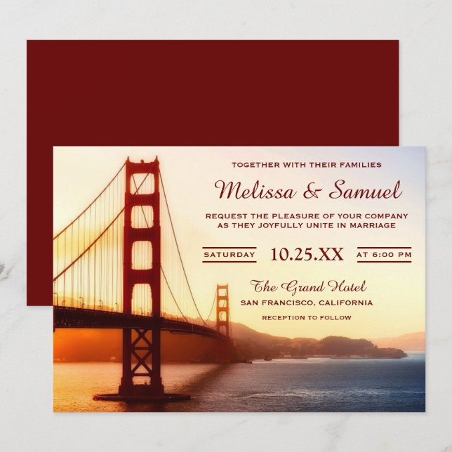 Bröllopsinbjudan till Golden Gate Bridge Inbjudningar (Fram/baksida)