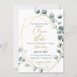 Bröllopsinbjudan till Greenery & Guld Eucalyptus Inbjudningar